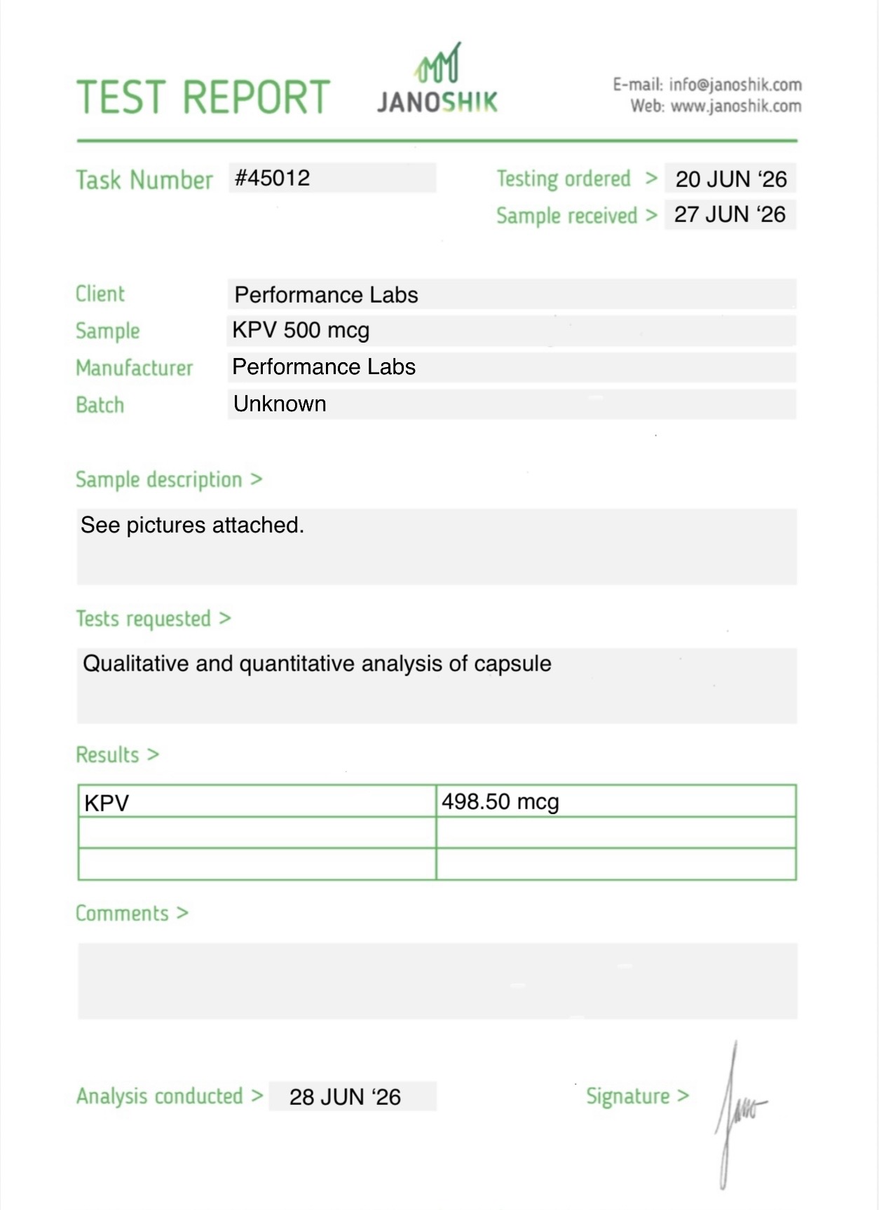 KPV 500mcg - 60 Capsules